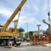 Pátio de Manobras: instalados pilares da passarela de pedestres próximo ao Parque da Cidade