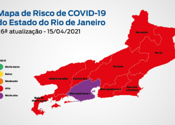 Estado do Rio sai da bandeira roxa e passa para vermelha no Mapa de Risco da Covid-19