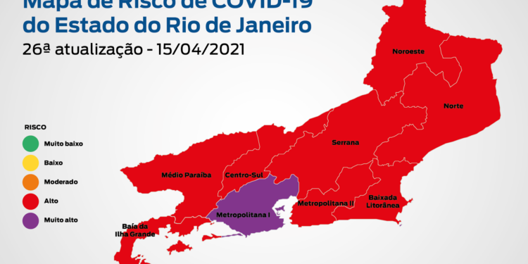 Estado do Rio sai da bandeira roxa e passa para vermelha no Mapa de Risco da Covid-19
