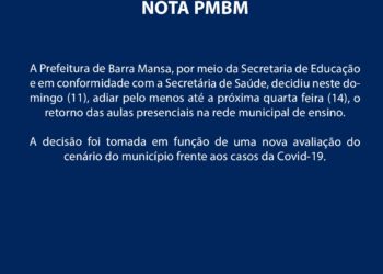 Aulas Presencias são adiadas em Barra Mansa