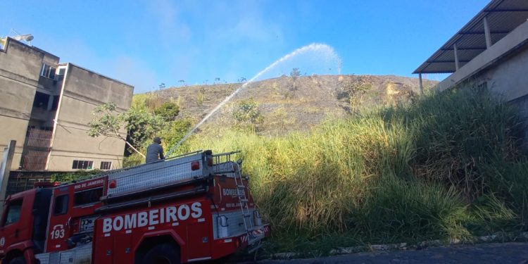 Bombeiros tentam conter queimada criminosa em área de mata no Centro de BM