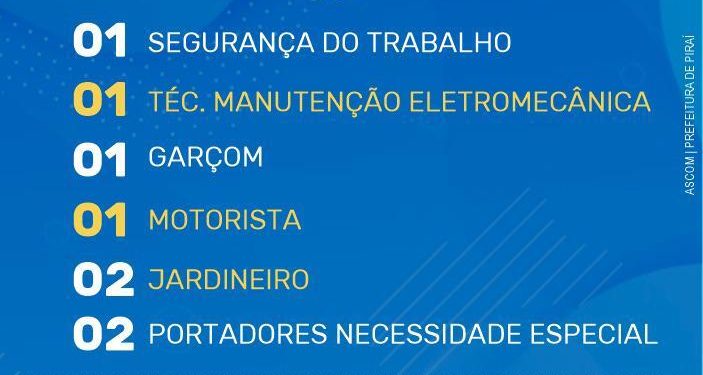 Sine Piraí oferta novas oportunidades de emprego