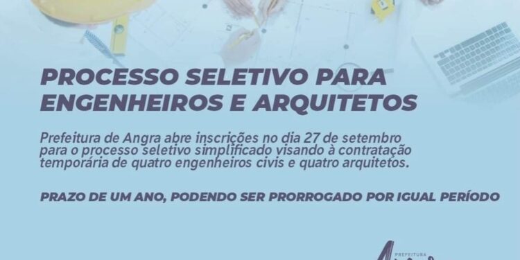 Angra abre processo seletivo para 8 vagas de engenheiros e arquitetos