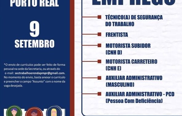 SINE Porto Real lança novas vagas de emprego