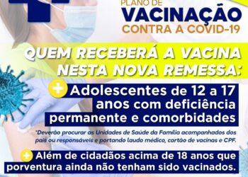 Pinheiral dá início a vacinação contra a Covid-19 para adolescentes de 12 a 17 anos com deficiência permanente ou comorbidades