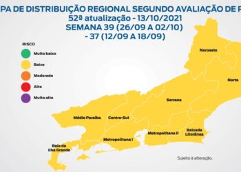 Mapa de Risco Covid-19: Estado tem todas as regiões com baixo risco﻿