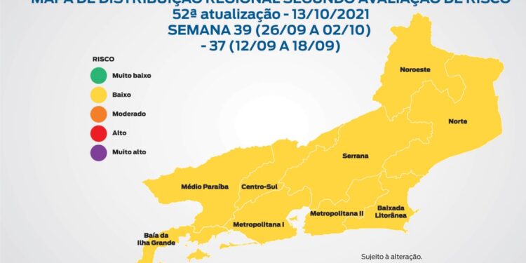 Mapa de Risco Covid-19: Estado tem todas as regiões com baixo risco