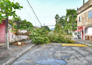Chuva e vento de 20 minutos causam transtornos em Porto Real