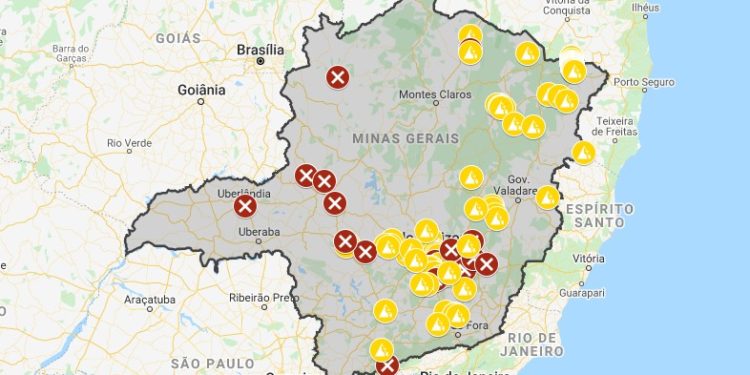 Veja no mapa os mais de 100 pontos de rodovias de Minas Gerais que seguem interditados