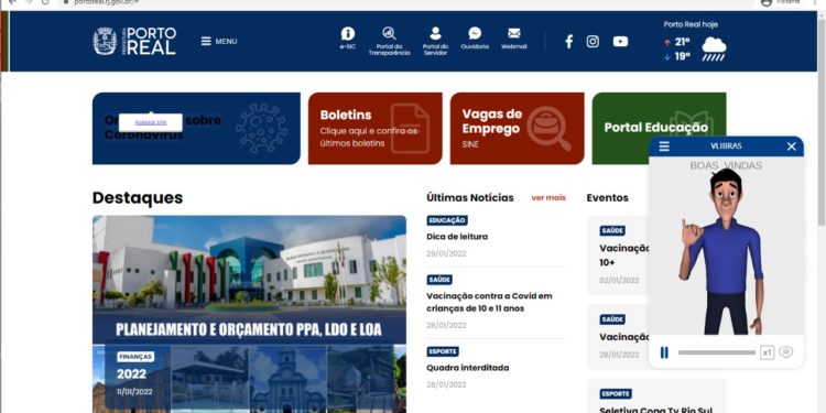 Porto Real implanta ferramenta de tradução em Libras no site oficial