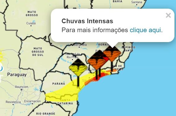 INMET alerta para fortes chuvas em Angra, Rio Claro e Bananal