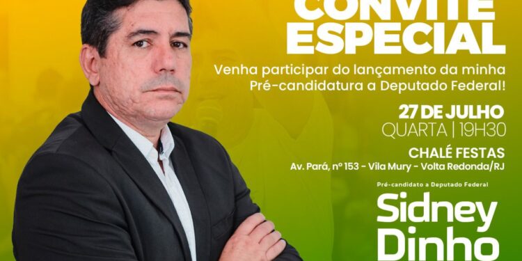 Sidney Dinho lança sua pré-candidatura nesta quarta-feira