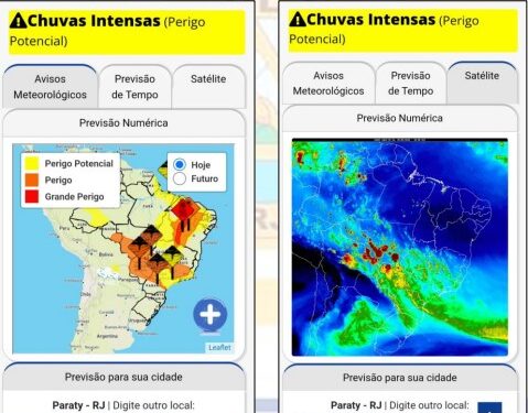 Acumulado de chuva em Paraty pode chegar a 100mm