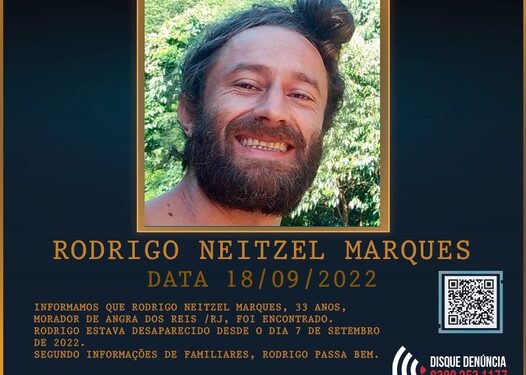 Angra dos Reis: Rodrigo Neitzel é encontrado