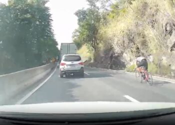 Vídeo mostra acidente envolvendo ciclista na Serra das Araras, na Dutra