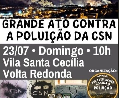 Movimento Sul Fluminense Contra a Poluição realiza ato para alertar sobre condição do ar causada pela CSN