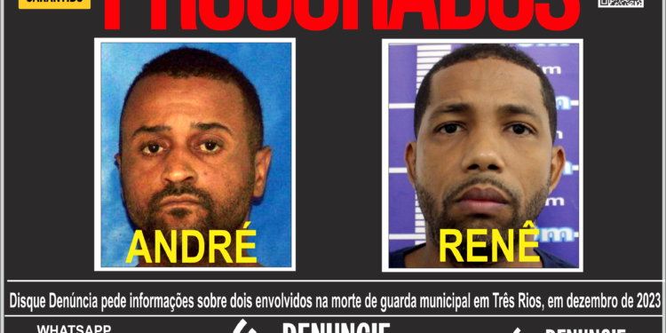 Disque Denúncia busca informações sobre dois envolvidos na morte de Guarda Municipal em Três Rios
