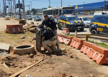 PRF destrói granada encontrada em bueiro na Rodovia Presidente Dutra