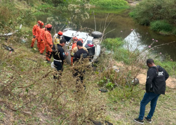 Dois jovens morrem após carro cair em ribanceira na RJ-155, em Barra Mansa