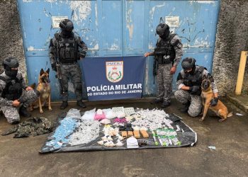 Cães farejadores descobrem esconderijo de drogas em Barra Mansa